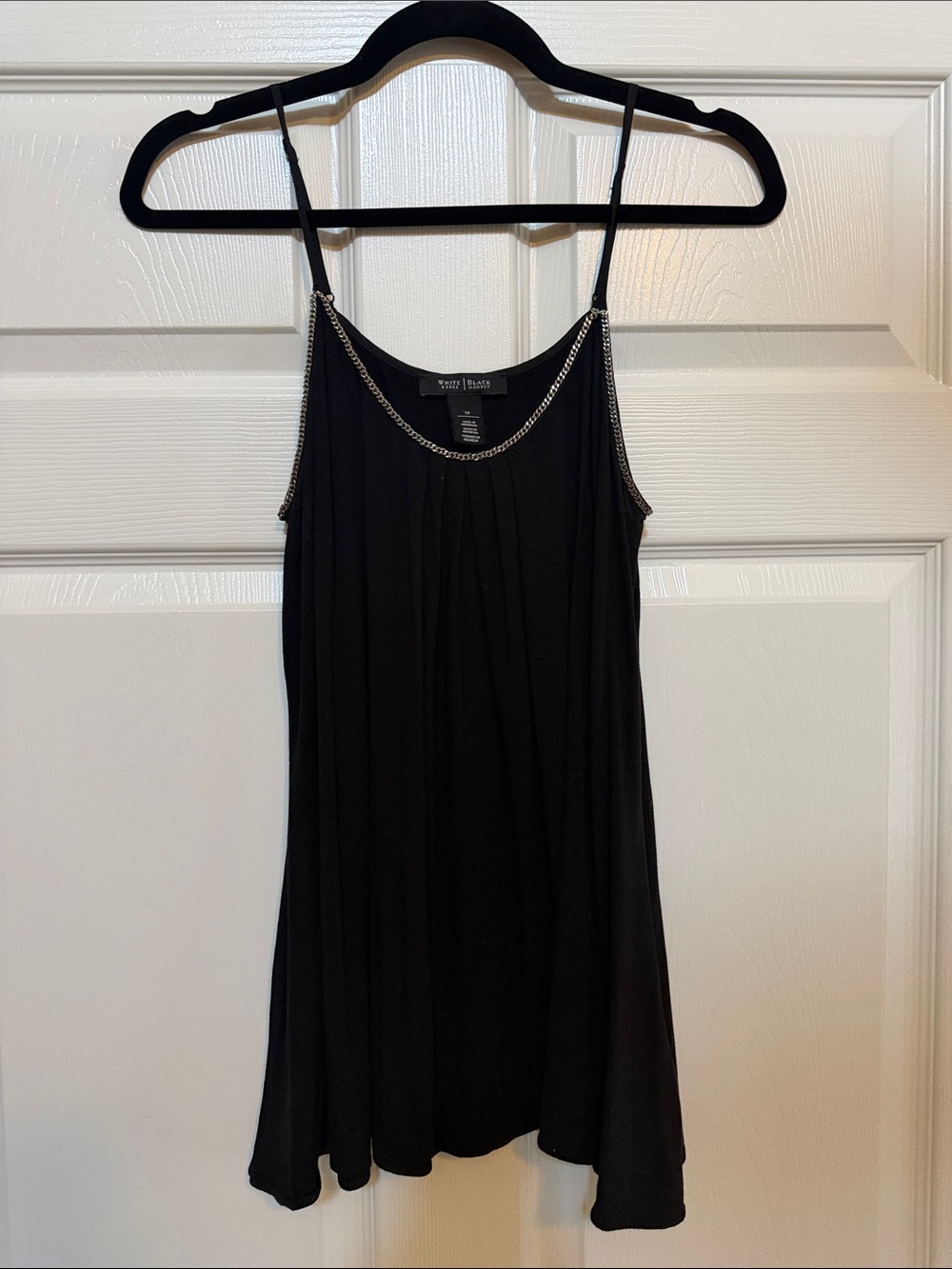 White House Black Market Black Chain-Trim Camisole/Top Medium